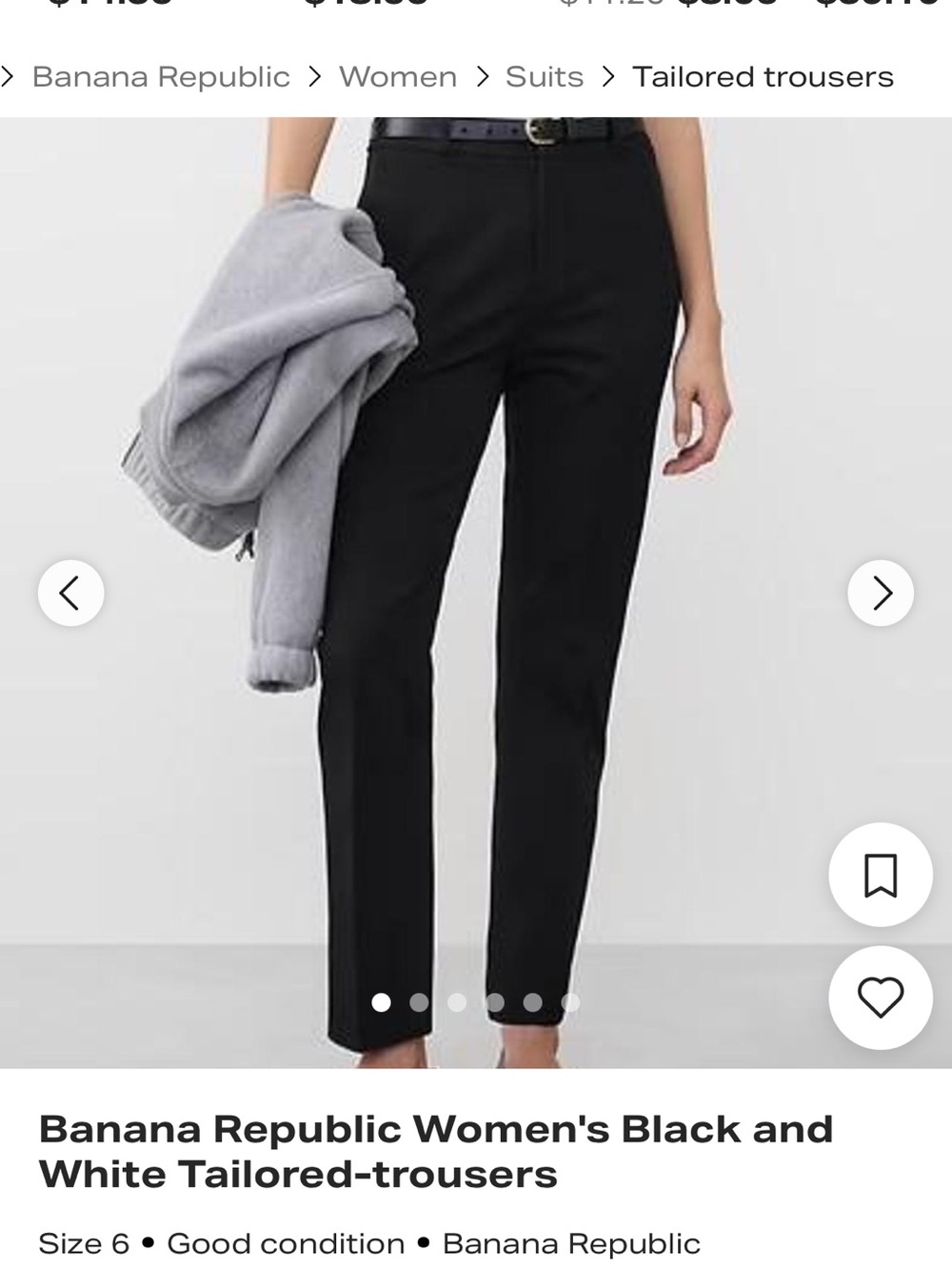 Banana Republic Black Tailored Straight-Leg Trousers
